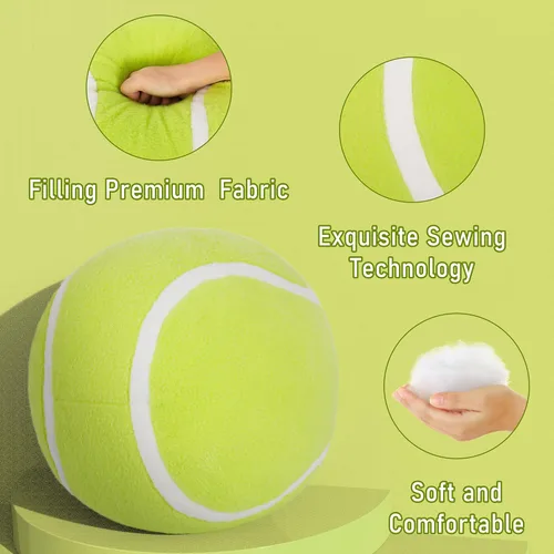 Miniatura 3 de OurHonor Pelota de Tenis de Peluche, 11.8" Juguete de Peluche de Tenis Suave Almohada Decorativa Tennisball Peluches de Tenis Esponjosos Regalo