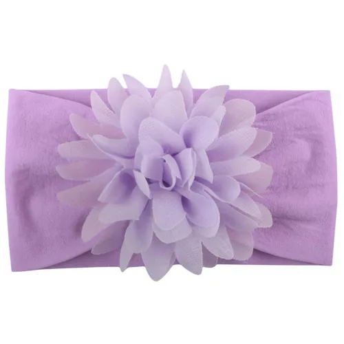 Miniatura 6 de Diademas de nailon suave para recién nacido, diseño de flores de gasa