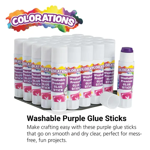Miniatura 2 de Colorations Barras de pegamento lavables de alta calidad para el hogar y el aula, se aplica morado, se seca transparente, juego de 30, PREPURP