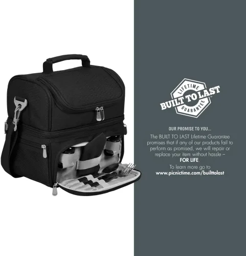 Miniatura 10 de PICNIC TIME NCAA Nebraska Cornhuskers Pranzo - Lonchera aislada con juego de pícnic, bolsa enfriadora para el almuerzo Negro