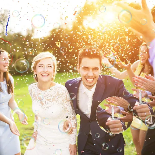 Miniatura 5 de Kathfly 200 mini varitas de burbujas de corazón blanco con 200 calcomanías, mini burbujas a granel para bodas, aniversarios, celebraciones