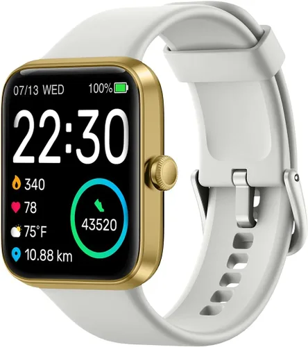 SKG Reloj inteligente, rastreador de actividad física con 5 ATM, impermeable, monitor de salud para frecuencia cardíaca, oxígeno en sangre, sueño,