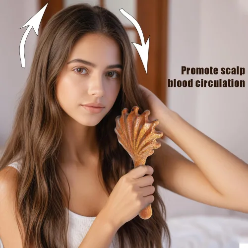 Miniatura 5 de OULIGET Herramienta de Masaje de Punto de Activación de Madera, Masajeador de Cabeza con Peine de Madera de Sándalo, Herramienta de Peine Gua Sha
