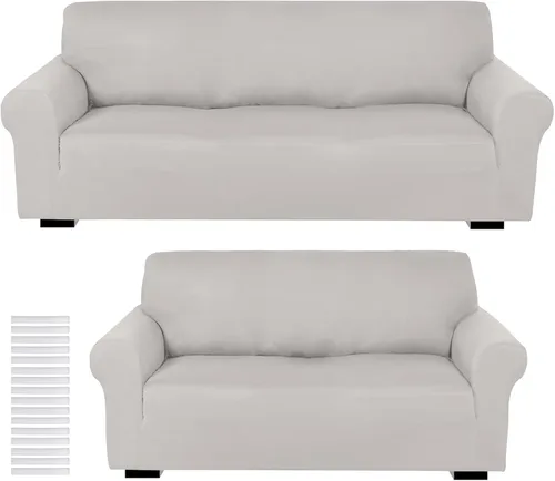 Miniatura 19 de Peryiter Juego de 2 fundas para sofá de dos plazas Fundas para muebles para sala de estar para sofá, sillón, ajuste elástico, a prueba de arrugas