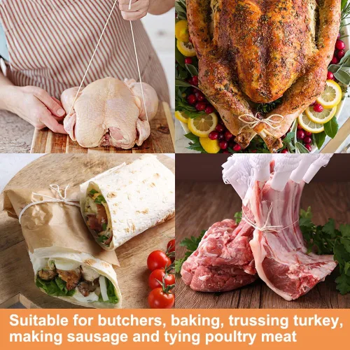 Miniatura 5 de Vivifying Carniceros cordeles, 656 pies de 0.079 in de algodón seguro para alimentos para atar carne, atar pavo, hacer salchichas, asar, cocinar