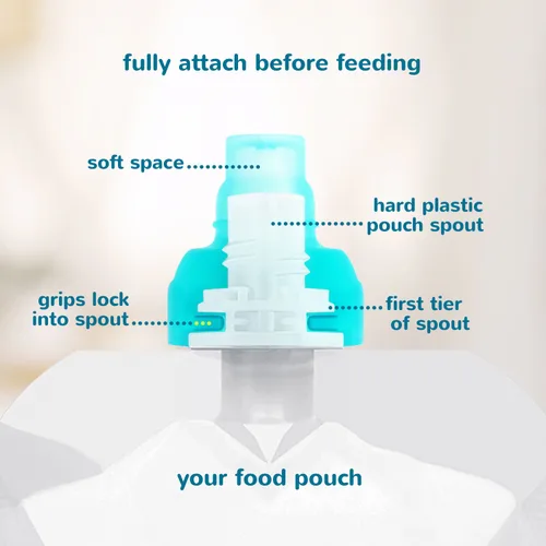 Miniatura 2 de ChooMee Bolsita de Comida SoftSip con Tapa Destete Guiado por Bebés Válvula de Control de Flujo Sin Derrame, Protege la Boca del Niño, 100% aqua