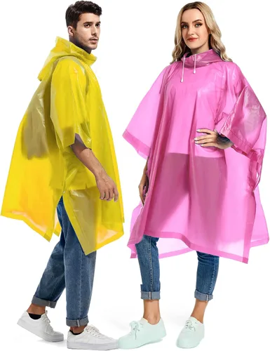 Miniatura 15 de Paquete de 2 ponchos de lluvia para adultos, reutilizables, impermeables, de supervivencia, emergencia, resistente, con capucha con cordón