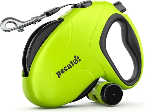 Miniatura 10 de Pecute Correa retráctil para perro de 32 pies con tiras reflectantes, sin enredos de 360°, control de un botón y material de nailon resistente