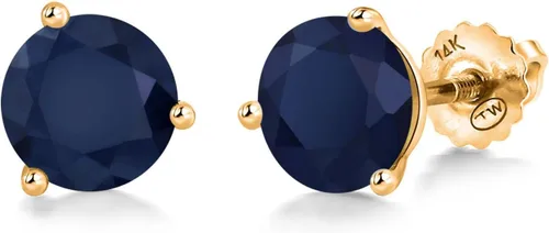 Miniatura 100 de Gem Stone King Aretes de Martini de oro amarillo de 14 quilates Aretes de tuerca de 3 puntas para mujeres y hombres Redondos de 0.236 pulgadas