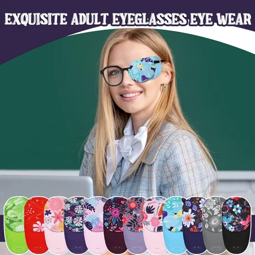 Miniatura 2 de Yahenda 12 parches para ojos para adultos, parche reutilizable para anteojos, lindo cubierta para anteojos para adultos, ojos izquierdos y derechos
