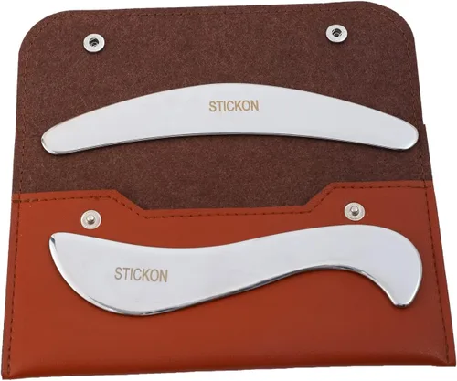 Miniatura 9 de STICKON Juego de herramientas de raspador muscular Gua Sha de acero inoxidable 2 en 1, herramientas IASTM, herramienta de masaje de tejidos blandos