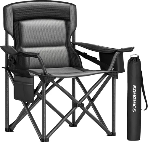 Miniatura 12 de SONGMICS UGCB08BK - Paquete de 2 sillas plegables de campamento, capacidad de 330 libras, con soporte para tazas, estructura resistente, para Negro