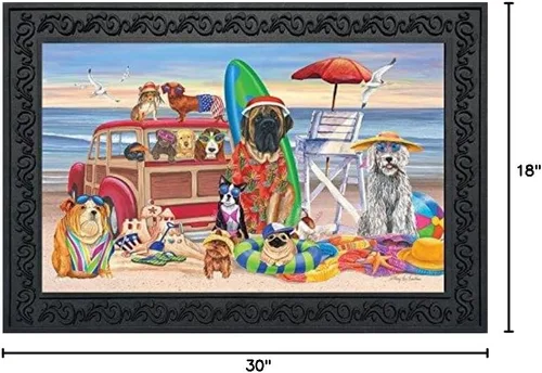 Miniatura 2 de Briarwood Lane Tapete con diseño de día de verano para interiores y exteriores, escena de playa, humor de perro, 18 x 30 pulgadas