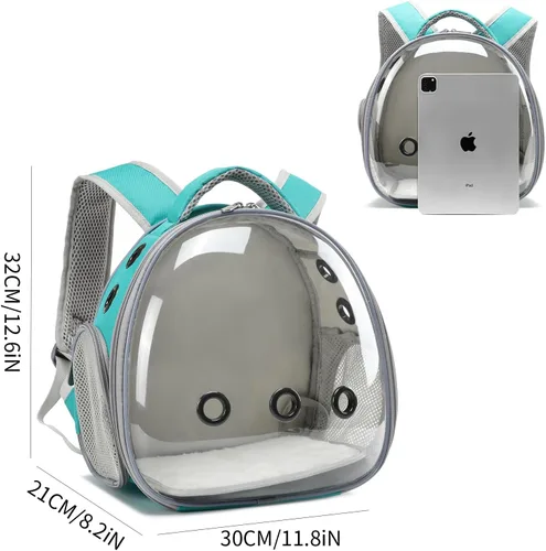 Miniatura 3 de Mochila portátil de viaje para mascotas, bolsa para hámster, conejillo de indias, pájaro, perro, gato, tortuga, transportador, jaula de conejo, Verde