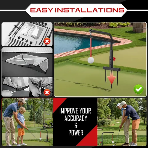 Miniatura 5 de Entrenador de Swing de Golf - Ayuda de Entrenamiento de Swing de Golf de Hierro Duradera - Accesorios de Golf para Niños y Jóvenes con Bola