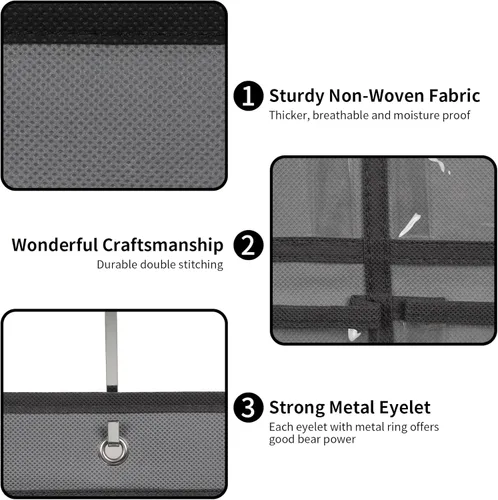 Miniatura 3 de Organizador para colgar sobre la puerta, para el aula, para colgar en la pared, puerta, armario, bolsa de almacenamiento de tela duradera, 12 Gris