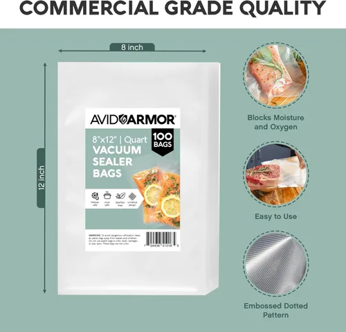 Miniatura 7 de Avid Armor bolsas comerciales para envasar al vacío, libres de BPA, ideales para Sous Vide. Paquete de 100 unidades., Transparente