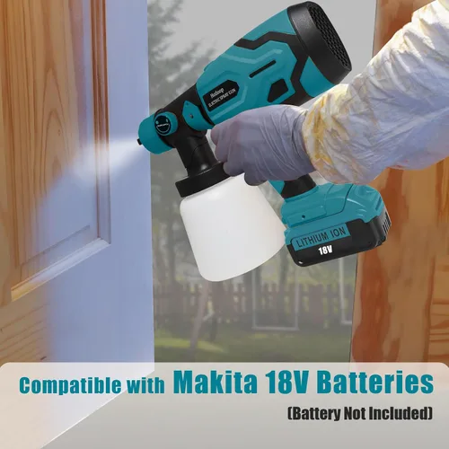 Miniatura 6 de Pulverizador de pintura para batería Makita de 18 V, pulverizadores de pintura HVLP inalámbricos para interior y exterior del hogar, rociador