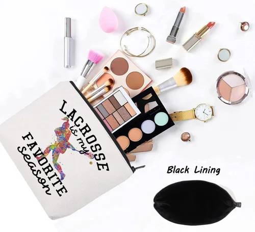 Miniatura 3 de LEVLO Lacrosse Girl Cosmético Maquillaje Bolsa Regalo Para Lacrosse Jugador Lacrosse Es Mi Temporada Favorita Maquillaje Cremallera Bolsa Bolsa Para