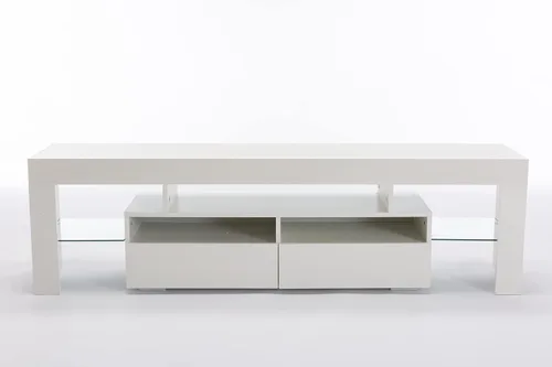 Miniatura 7 de Squireewo Soporte de TV con luces LED de 16 colores, consola multimedia con cajón y estante abierto de vidrio para TV de 60/65/70 pulgadas, centro