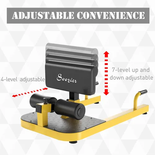 Miniatura 5 de Soozier 3-in-1 Padded Push Up Sit Up Deep Sissy Squat Machine Home Gym Fitness Equipment Amarillo