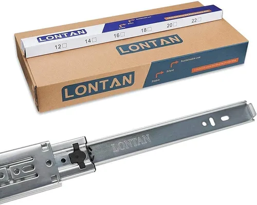 Miniatura 5 de LONTAN 1 Par de Rieles Deslizantes para Cajón de 22 Pulgadas de Montaje Lateral con Cierre Suave, 3 PLIEGUES de Extensión Completa - 4502S3-22