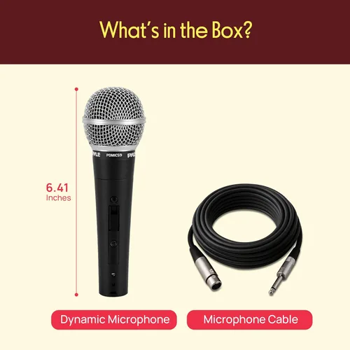 Miniatura 8 de Pyle PDMIC59 - Micrófono vocal dinámico profesional, micrófono de mano dinámico cardioide unidireccional con interruptor de encendido/apagado