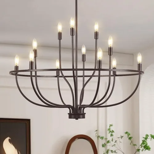 Miniatura 22 de Lámpara de araña negra de 6 luces lámpara de araña para comedor lámparas de araña de cocina sobre mesa redonda lámpara de araña para sala de estar