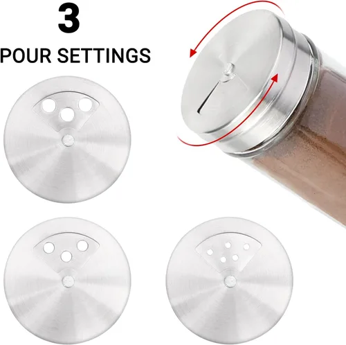 Miniatura 3 de Segarty Tarros de especias con tapas cocteleras, paquete de 6 botellas de vidrio de 4 onzas con tapa de acero inoxidable, recipientes de vidrio
