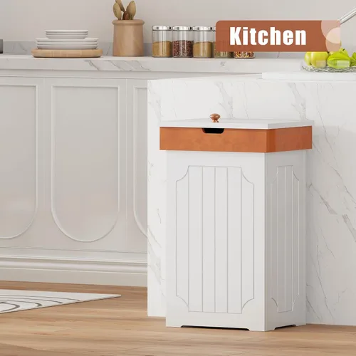 Miniatura 2 de Home-Like cubo para basura de madera con tapa, de 13 galones, ideal para basura reciclable, de 16” de ancho x 13” de profundidad y x 26.5” de alto.