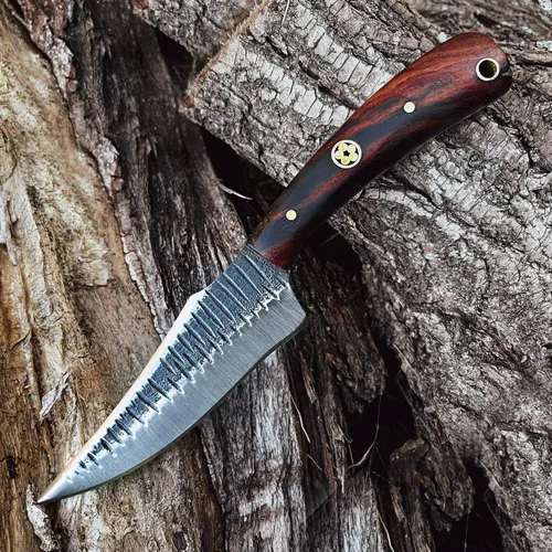 Miniatura 5 de Cuchillo de despellejamiento artesanal Titan International Knives de acero Carbon 1080 Cuchillo de hoja fija con revestimiento
