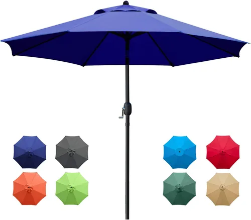 Miniatura 10 de Sunnyglade sombrilla de mesa para exteriores con 8 varillas resistentes, 9 pies
