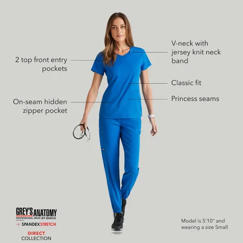 Miniatura 4 de BARCO Grey's Anatomy Spandex Stretch Direct - Camiseta médica con cuello en V para mujer