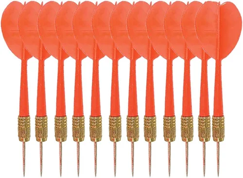 Miniatura 2 de The Dreidel Company 12 flechas de dardos de plástico, vuelos de plástico y puntas de cabeza de cobre puntiagudas de metal, dardos, color rojo, 5
