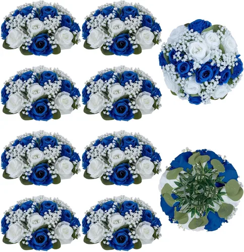 Miniatura 10 de BLOSMON Bolas de Flores Falsas Centros de Mesa de Boda 2 Piezas Rosa Carmesí Respiración de Bebé Flores Artificiales Piezas Centrales Decoración