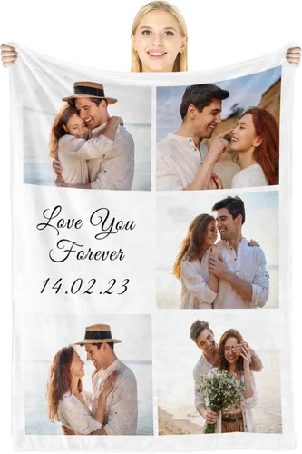 Miniatura 13 de Manta personalizada con imagen, regalos personalizados para novio, novia, regalos conmemorativos de aniversario para él, su pareja, regalos