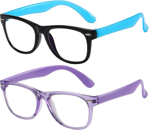 Miniatura 2 de DYLB Lentes de bloqueo de luz azul para niños y niñas, paquete de 2, anteojos de computadora para niños de 3 a 9 años, antiluz azul y dolor de Negro