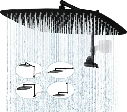 Miniatura 8 de G-Promise Regadera de lluvia de metal de 12 pulgadas con brazo de extensión ajustable de 15 pulgadas, cabezal de ducha de lluvia de alta presión
