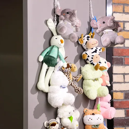 Miniatura 6 de Hotop 2 unidades de cadena de almacenamiento de animales de peluche colgante organizador de animales de peluche con 40 clips de plástico de 79 Blanco