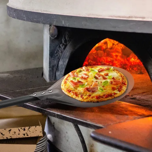 Miniatura 4 de G.a HOMEFAVOR Juego de herramientas para pizza de 5 piezas, 12 x 15 pulgadas, cáscara de pizza de aluminio perforada, cáscara giratoria redonda de 9