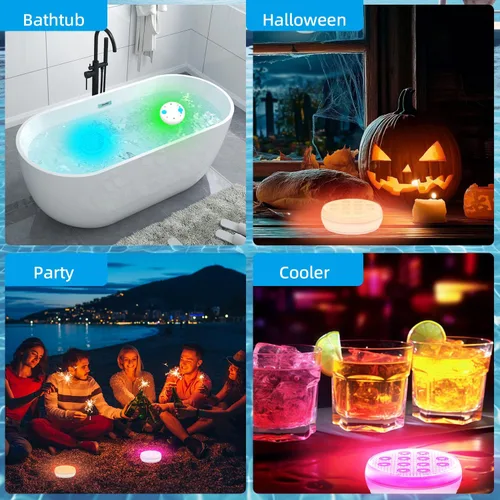 Miniatura 7 de Luces de piscina, luces LED sumergibles con control remoto, IP68 impermeable 16 colores recargables, iluminación subacuática con imán integrado