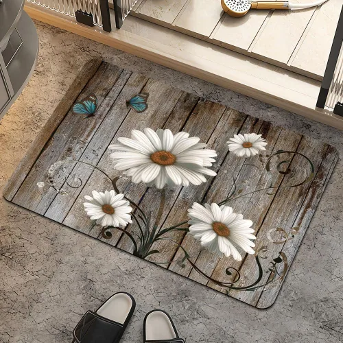 Miniatura 40 de Alfombra de baño, diseño abstracto de mármol azul y dorado, antideslizante, de secado rápido, súper absorbente, delgada, para debajo de la puerta