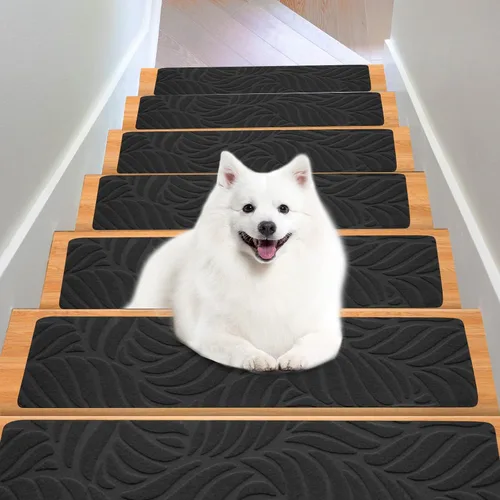 Miniatura 19 de Alfombras para peldaños de madera - Cinta antideslizante para alfombra de escaleras, pelar y pegar con cinta adhesiva doble, juego de 15 hojas