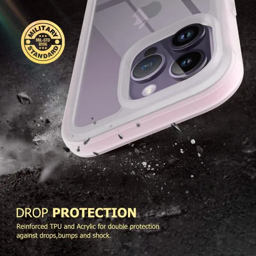 Miniatura 3 de Puxicu Funda acrílica 2 en 1 para iPhone 14 Pro Max, antiamarilleo, protección de grado militar, funda delgada a prueba de caídas para iPhone 14 Pro