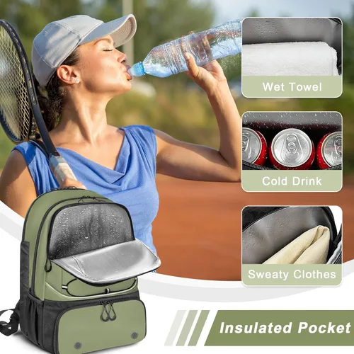 Miniatura 6 de Mochila de Tenis Arcoyard con Capacidad para 2 Raquetas, Bolsas de Tenis Profesionales para Mujeres, Mochila de Tenis con Compartimento Ventilado