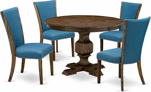 Miniatura 20 de East West Furniture F2VE5-721 - Juego de mesa de comedor de 5 piezas para 4 personas, incluye una mesa de cocina redonda con pedestal y 4 sillas