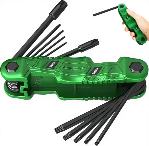 Miniatura 11 de Juego de llaves hexagonales plegables de 11 piezas grandes SAE (3/32"-1/2"), juego de llaves Allen resistentes, herramienta portátil para tiro