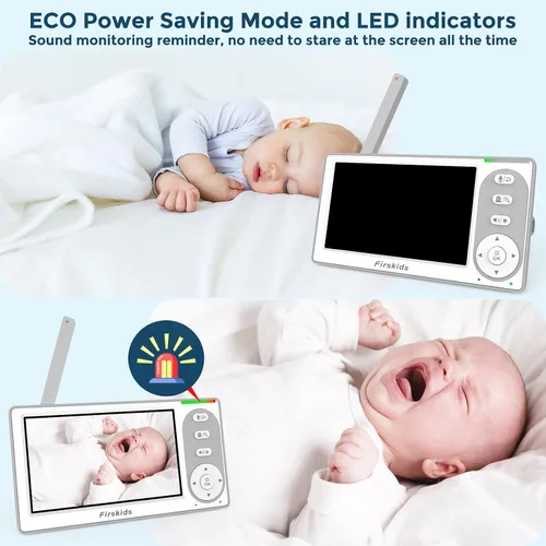Miniatura 4 de Monitor de Bebé con Pantalla Dividida con 2 Cámaras Sin WiFi, Batería de 30H, Panorámica-Inclinación-Zoom, Monitor para bebés