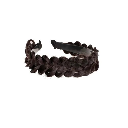 Miniatura 4 de Diadema trenzada de pelo sintético, aro de pelo clásico, grueso, ancho, trenzado, peluca de trenzas esponjosas, accesorio de belleza para mujeres