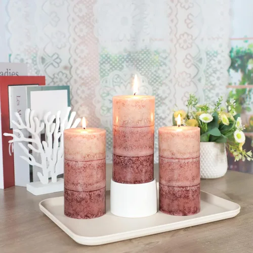 Miniatura 6 de Velas de pilar de café Cafemoon, velas perfumadas de aromaterapia, set de 3 velas altas de 3 x 6 pulgadas sin goteo para boda y decoración del hogar